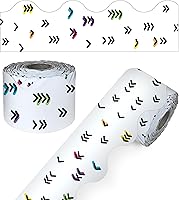 Vista 49 de Carson Dellosa Farmhouse 65 pies de bordes de tablaroca de gingham negro y blanco para tablón de anuncios, 1 rollo de borde festoneado para pizarra