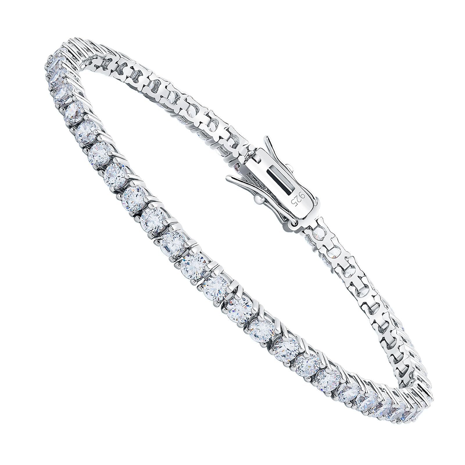 Kose 925 Sterling Silver Bracelets for Women and Men | Princess and Round Cut 3mm Cubiz Zironia Classic Tennis Bracelet | Size 6.5-8 inches