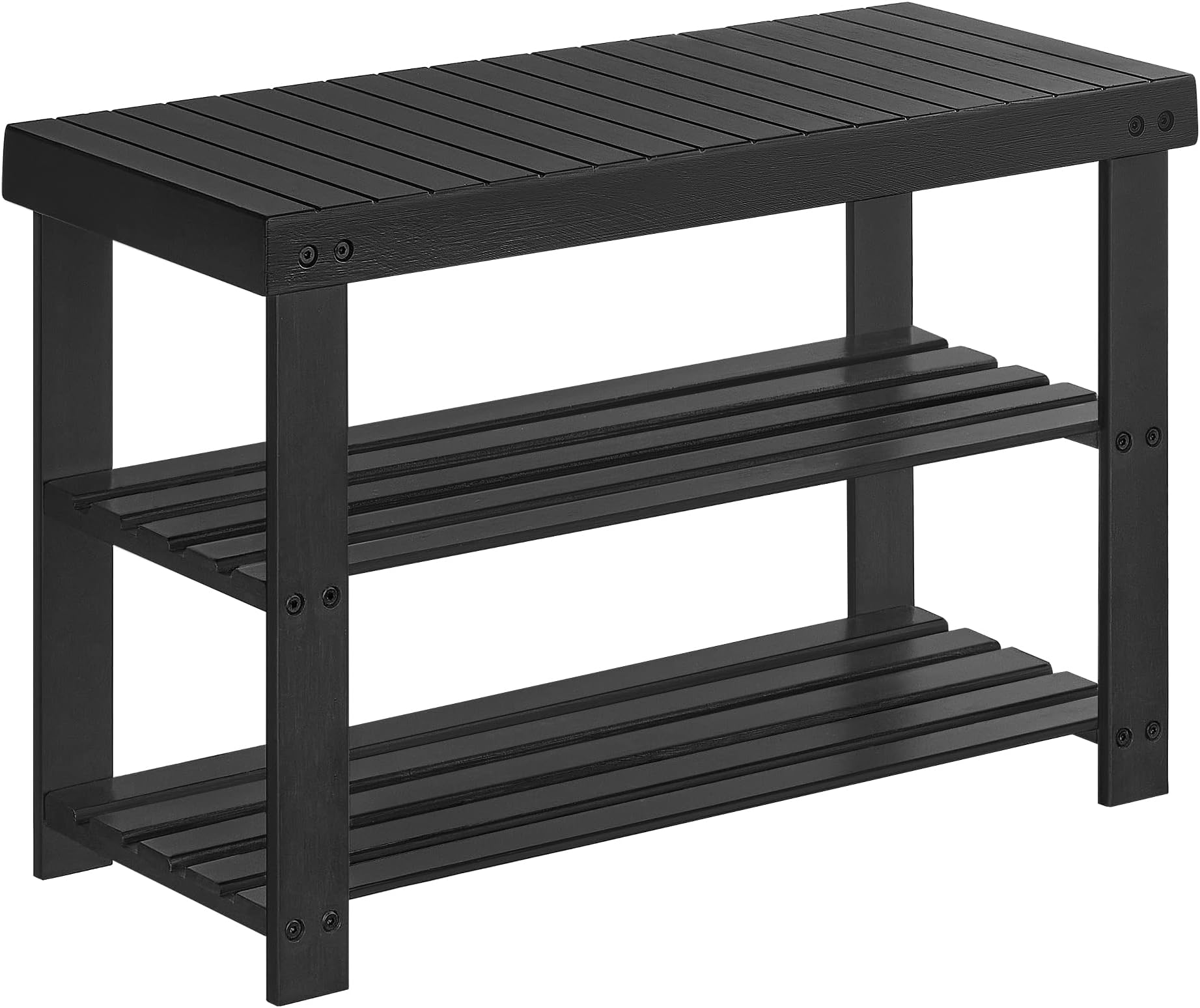Pipishell Shoe Rack Bench Black with Bamboo Home & Kitchen