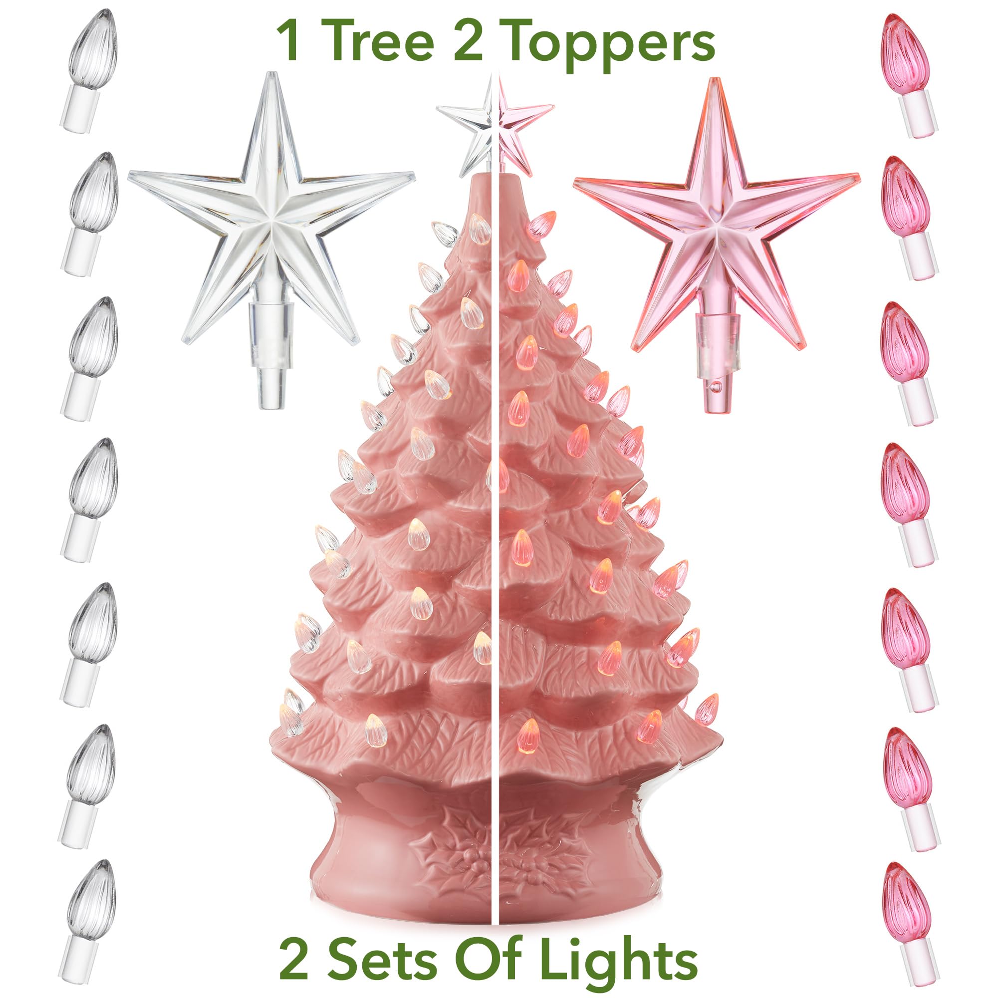 Amazon.com: Casafield Hand Painted Ceramic Christmas Tree, Pink 24