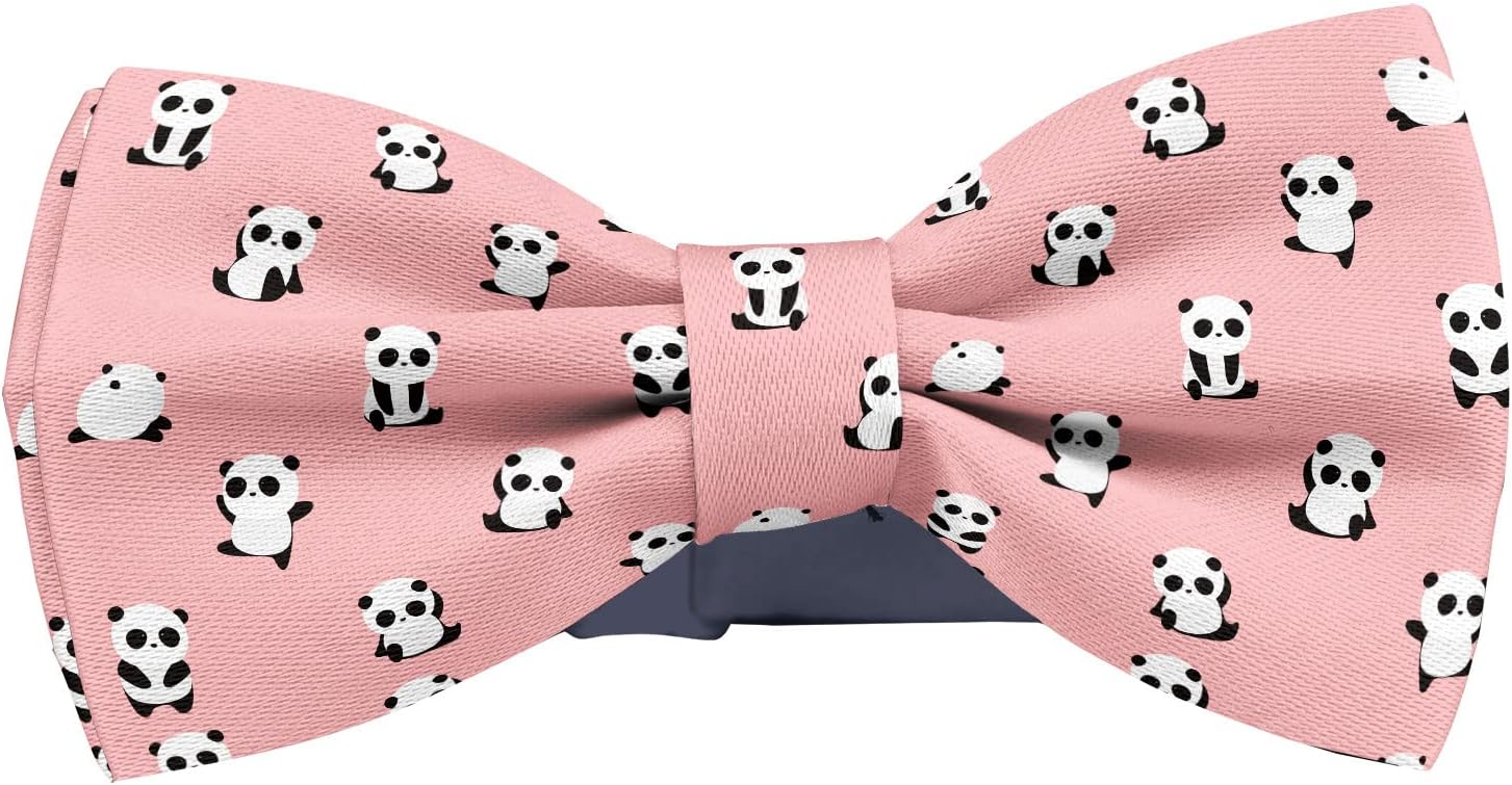 Adjustable Pre-tied bow tie for Men (Panda Bear Pattern) Elegant Cute Bowties for Dogs Cats Pets