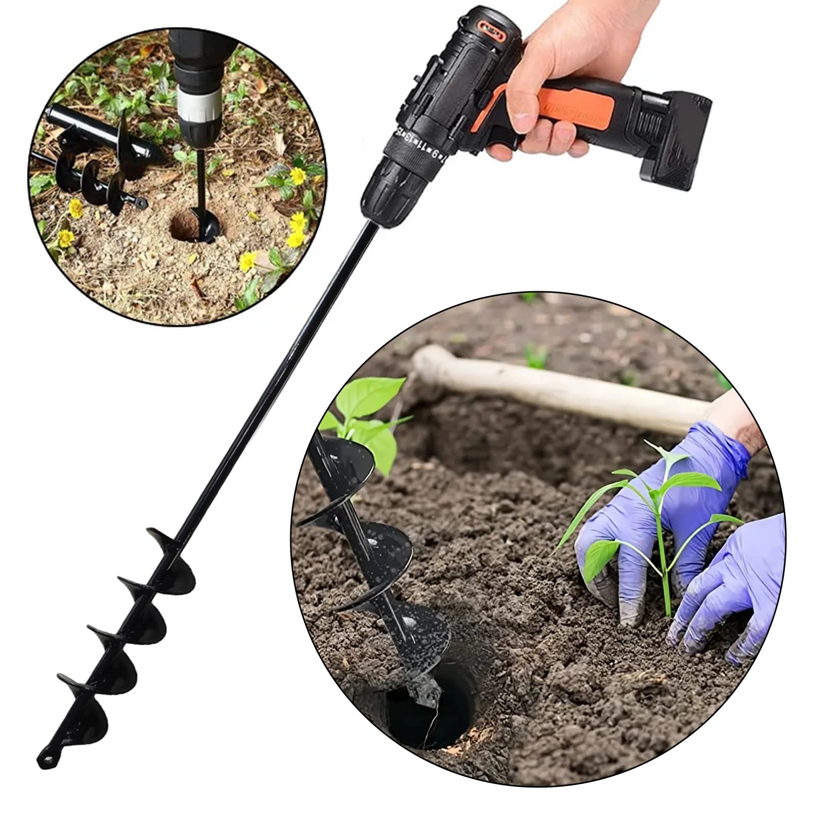TWSOUL Punta per trapano, trapano da giardino, trapano a terra, punta lunga per piantare, trapano a mano, trapano a terra (5 x 75 cm)