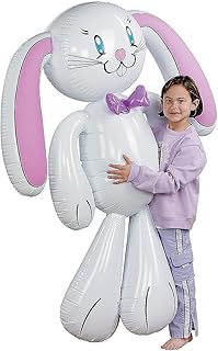 Large Inflatable Bunny - Over 5 Feet Tall - Easter Party Decorations, Novelty Toys