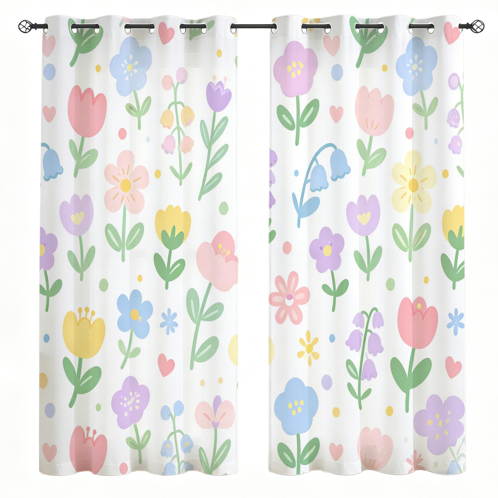Rideaux pour chambre de tout-petit style vectoriel blanc pur 2 panneaux 75x166cm GL03