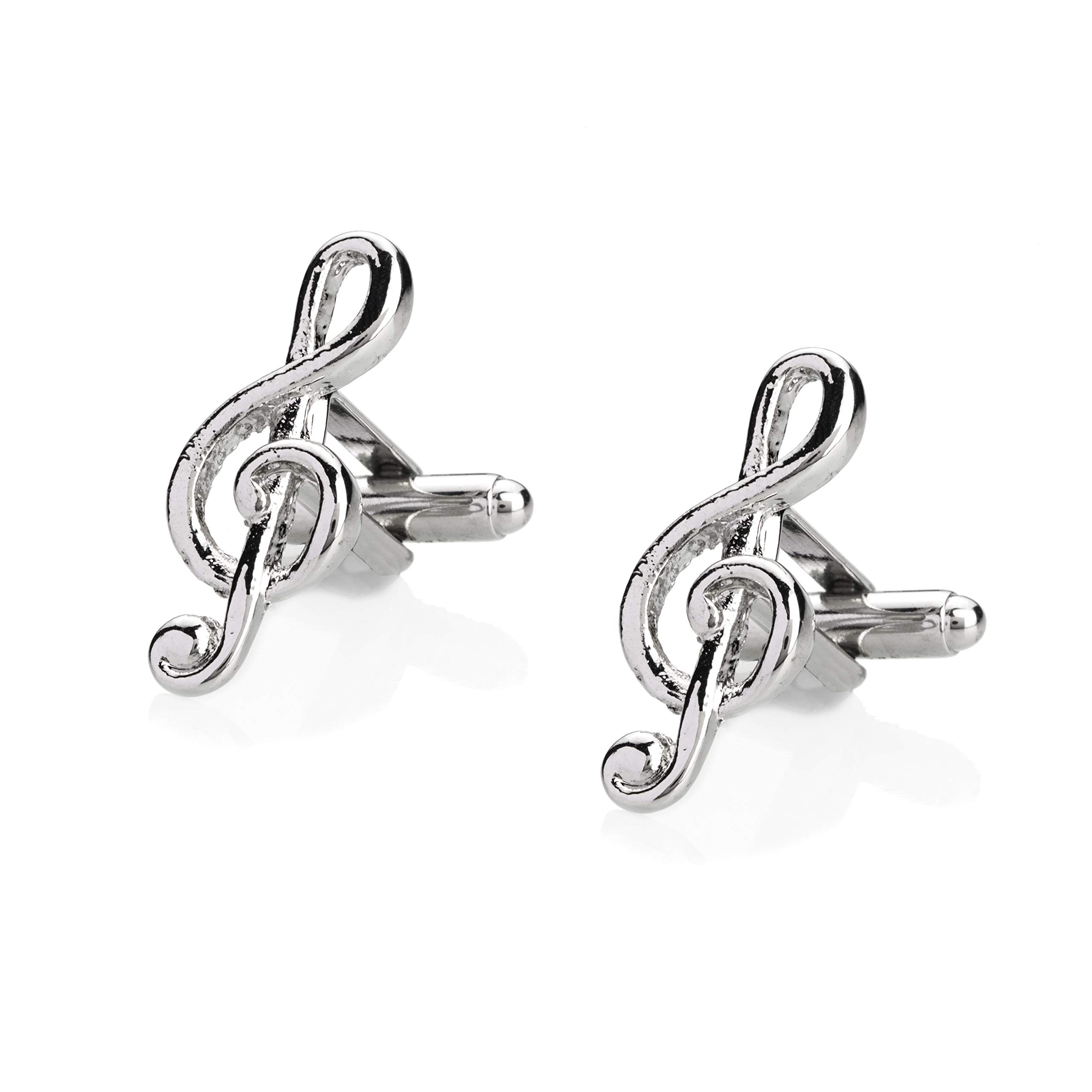 Shining Jewel Elegant Fancy and Designer Silver Plated Cufflinks for Men - Music symbol Design (SJ_7117)