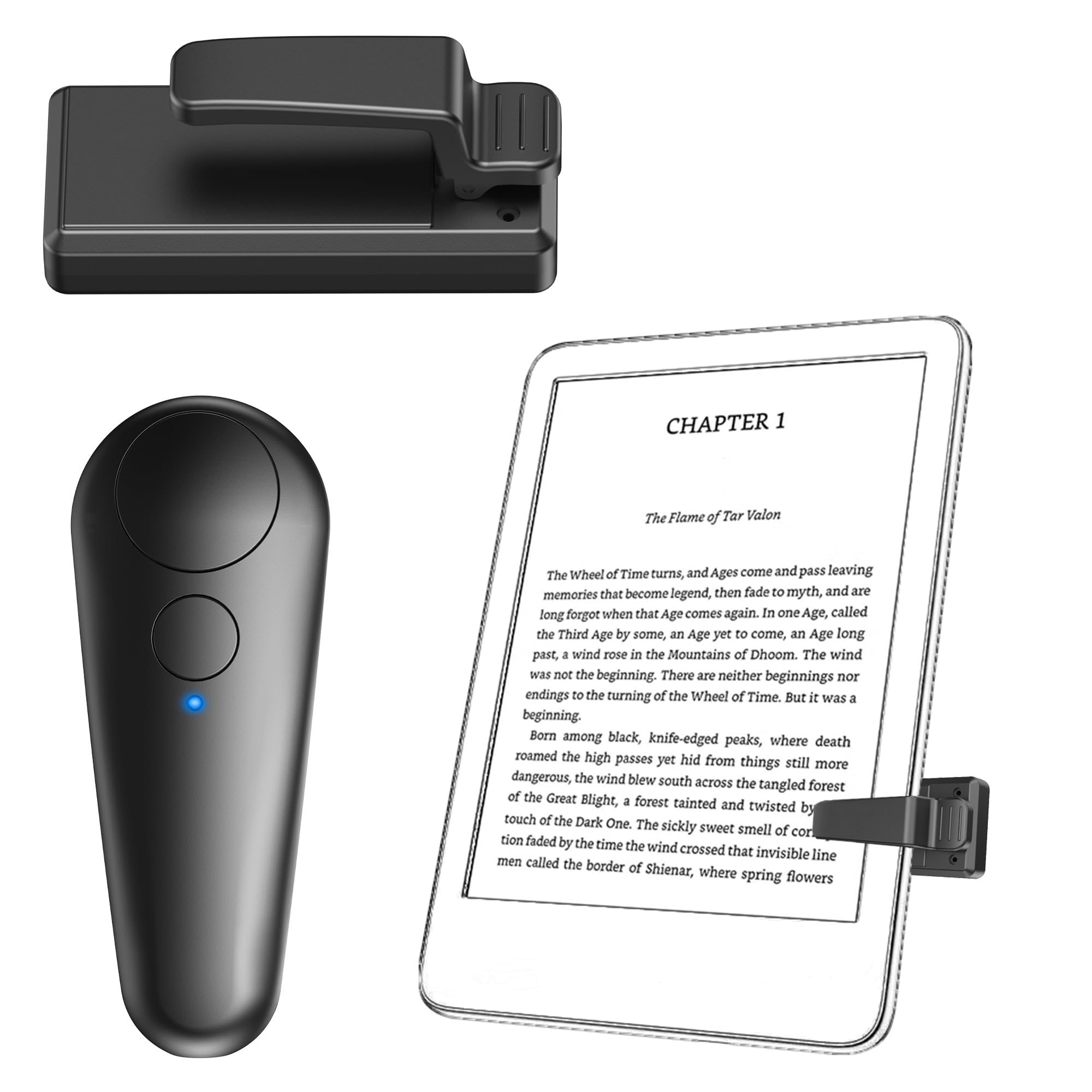 UNIBITRI Volteador de páginas Remoto, volteador de páginas con Control RF para Lectura Kindle, kobo, teléfono, iPad, tabletas iOS y Android para Leer novelas y Accesorios