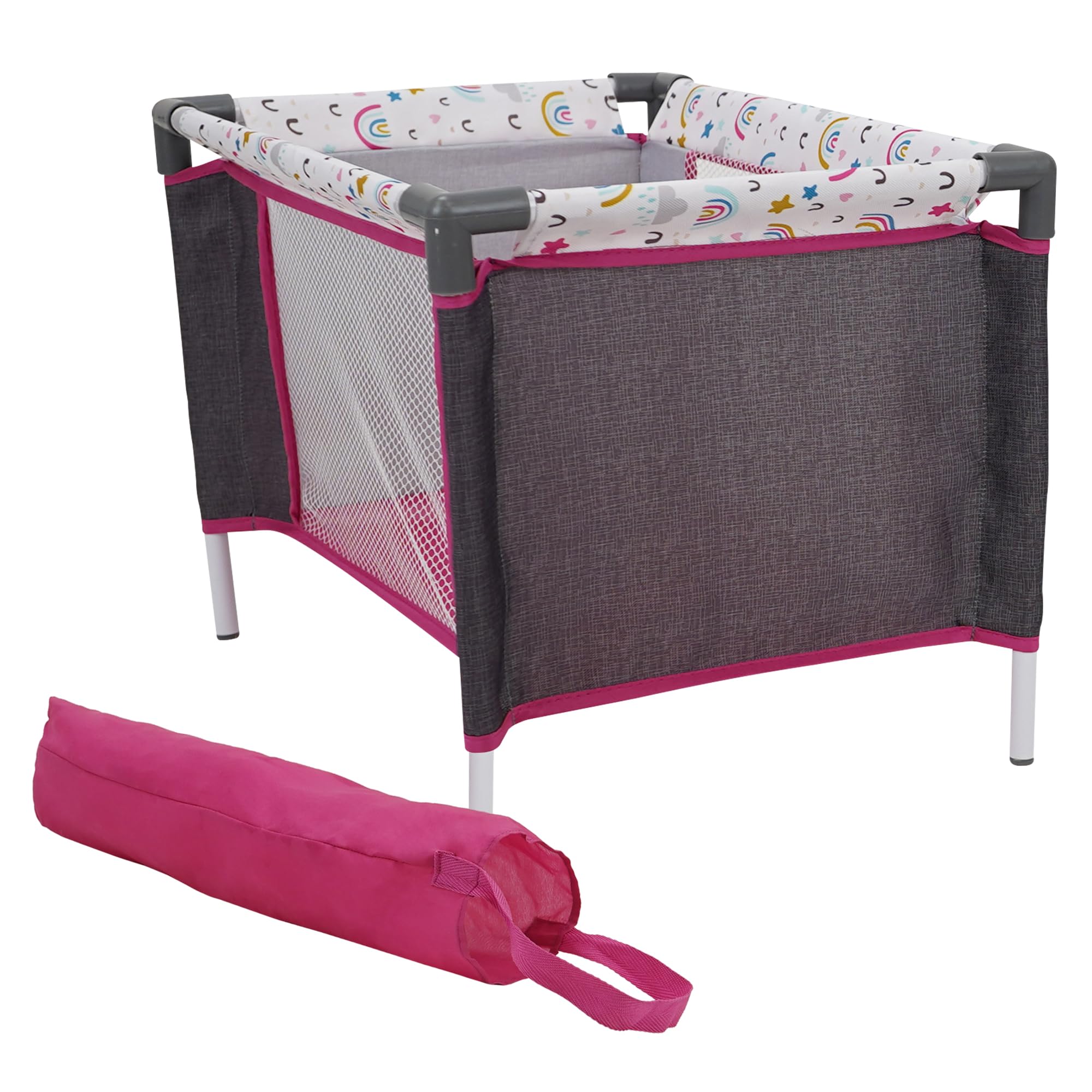 509 Crew 21 Piece Doll Stroll n Play & Care Combo Set, Doll Stroller, Doll Playard, Doll High Chair Set, Carry Cot, Diaper Bag, Feeding and Grooming Accessories, Ages 3+