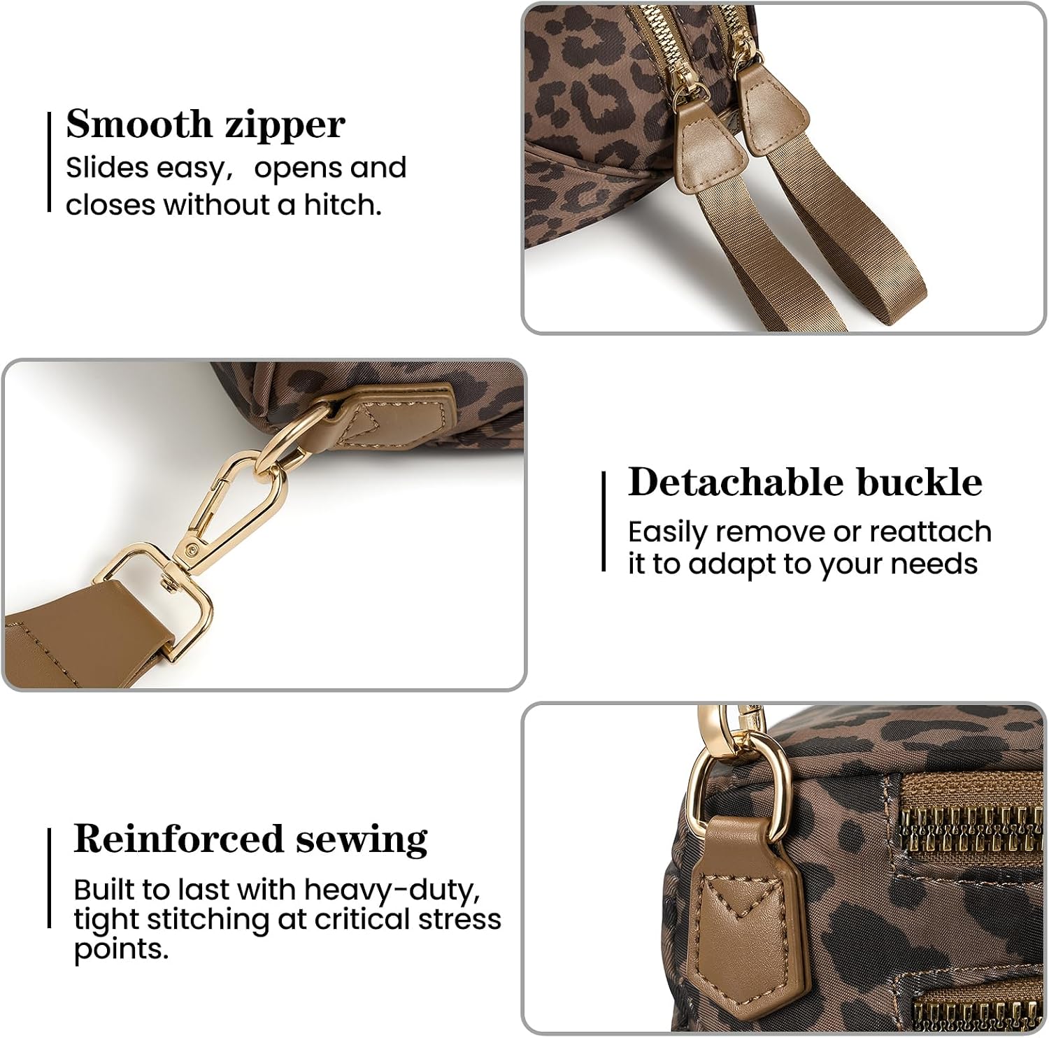 Nylon Leopard Crossbody Bags Bum Bag for Women Large Sling Purse image 5