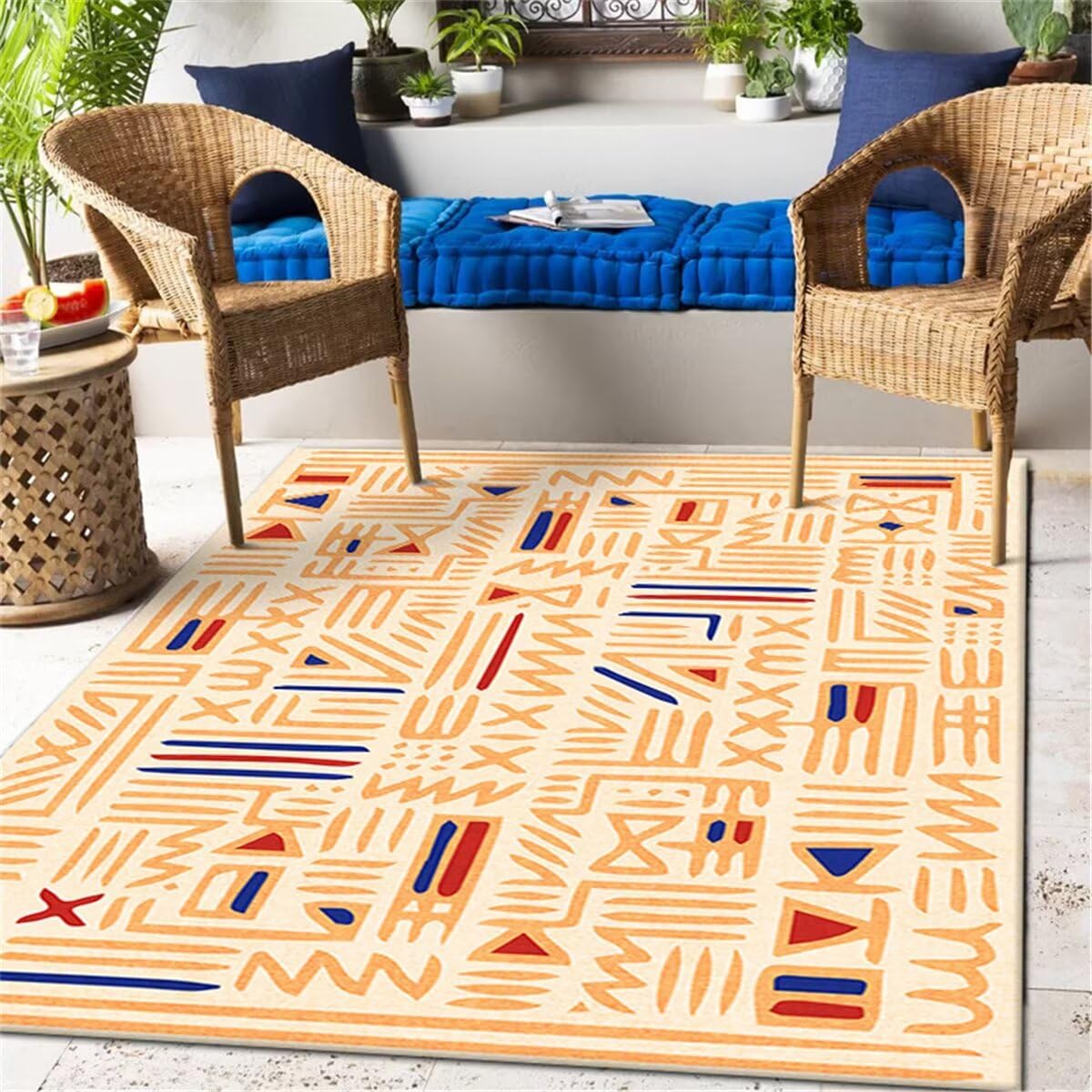 Tapis de texture florale géométrique coloré antidérapant