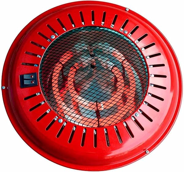 KROWN - Brasero Eléctrico Redondo de Metal para Mesa y Camilla | Bajo Consumo con 3 Niveles de Potencia 400W/500W/900W | Se coloca en el Suelo para Que el Calor suba hacía Arriba | Color Rojo - 3