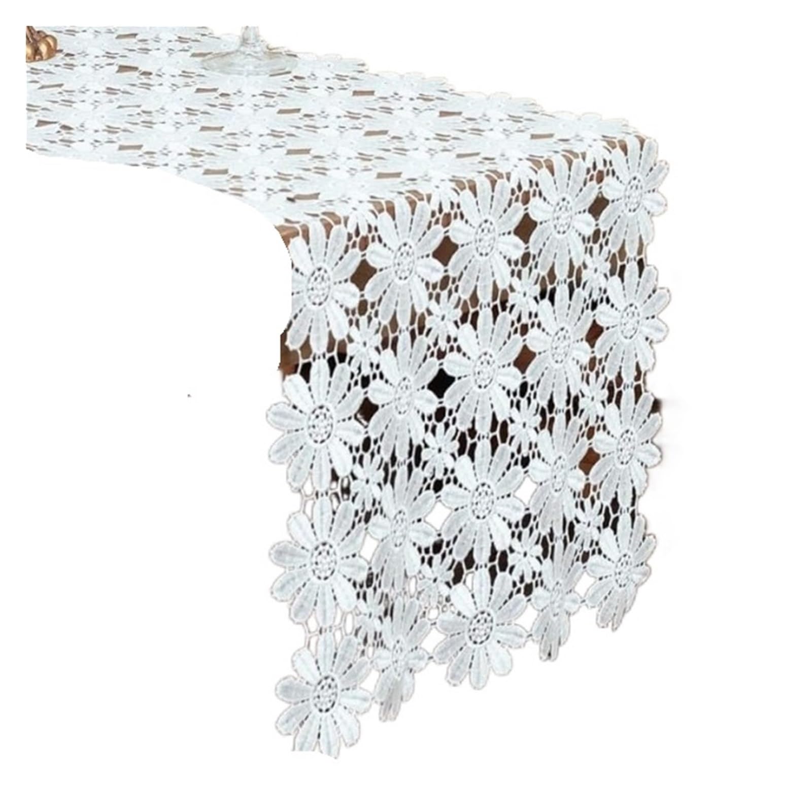 2pcs Table Decoration Lace Runner Embroidered White For For Home Party Decor(40X180CM)