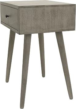 Decor Therapy Mid Century 1-Drawer Wood Side Table, Restoration Grey
