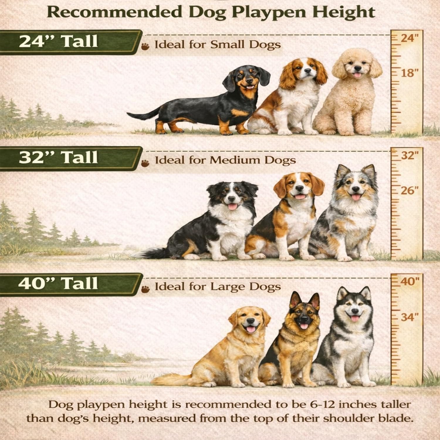 Dog Play Pen for Indoor Use - 24'', 8 Panels for Small and Puppy Size Dogs - Portable Grey PlayPen Kennel for House or Garage - Metal Heavy Duty Pet Fence with Anti-Slip Feet