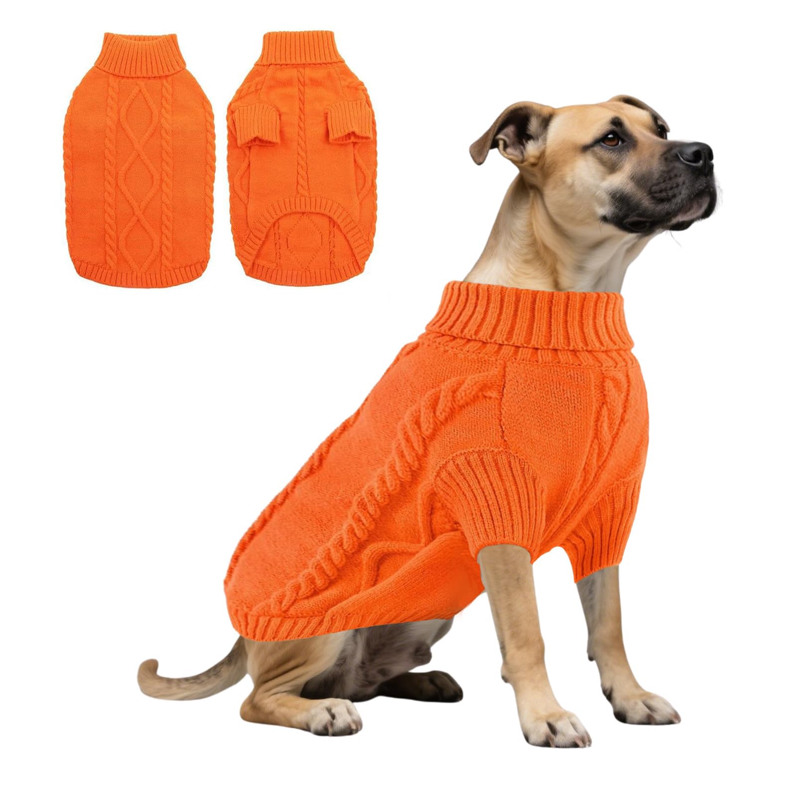 Dog Knitted Sweatshirt,Dog Winter Warm Jumpers Turtleneck Knitwear Cold Weather Puppy Vest Clothes for Cat Puppy Small Medium Large Dogs_XS(Orange)