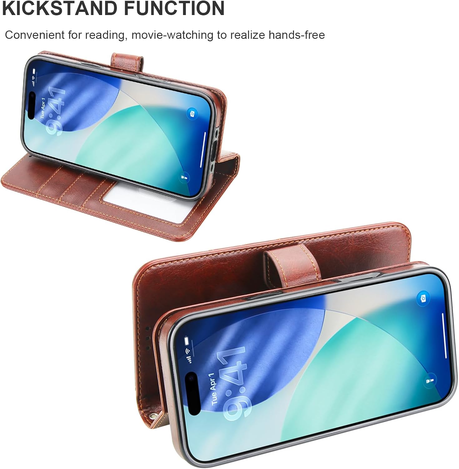Bocasal for iPhone 17 Air Wallet Case Compatible with MagSafe Wireless Charging, RFID Blocking Magnetic Leather Case with Card Slots Holder Kickstand Detachable Wrist Strap 6.5 Inch (Brown)