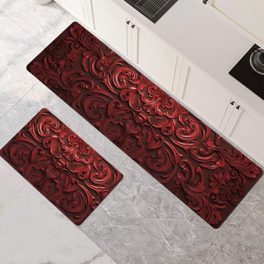 Alfombras de cocina lavables color terracota para un hogar limpio y acogedor