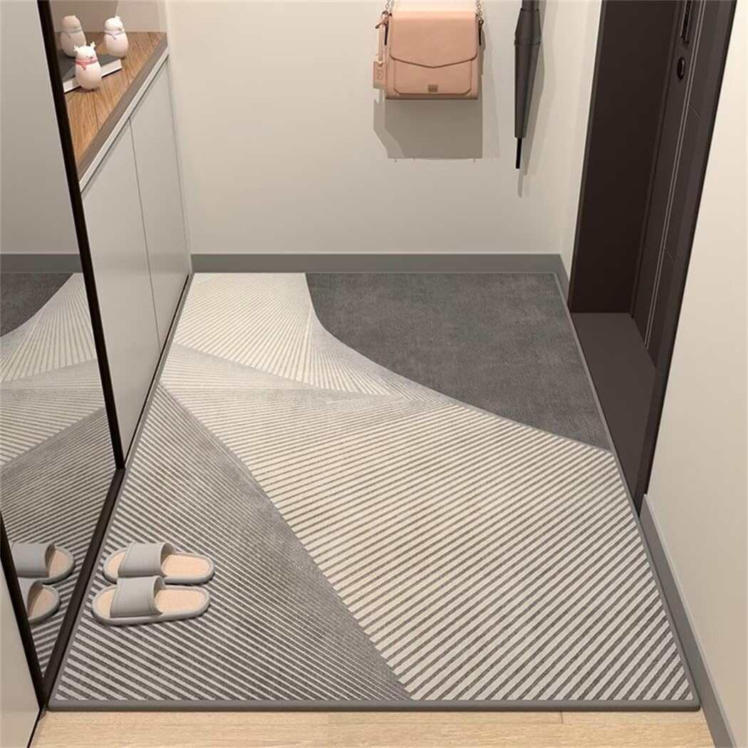 Tapis résistant aux taches moderne gris 100x160cm lavable pour salon