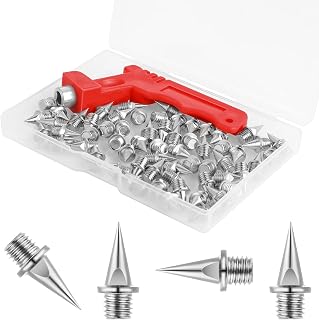 Thinp 60 Pieces 1/2 Inch Track Spikes, Stainless Steel Track and Cross Country Spikes with Spike Wrench Golf Shoe Spikes Replacement Spikes for Sprint Sports Short Running Track Shoes (Silver)