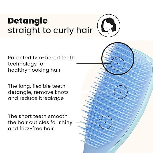 Miniatura 2 de Tangle Teezer Ultimate Detangler Brush for Wet & Dry Hair, Eliminates Knots & Reduces Breakage for All Hair Types, Denim Blues