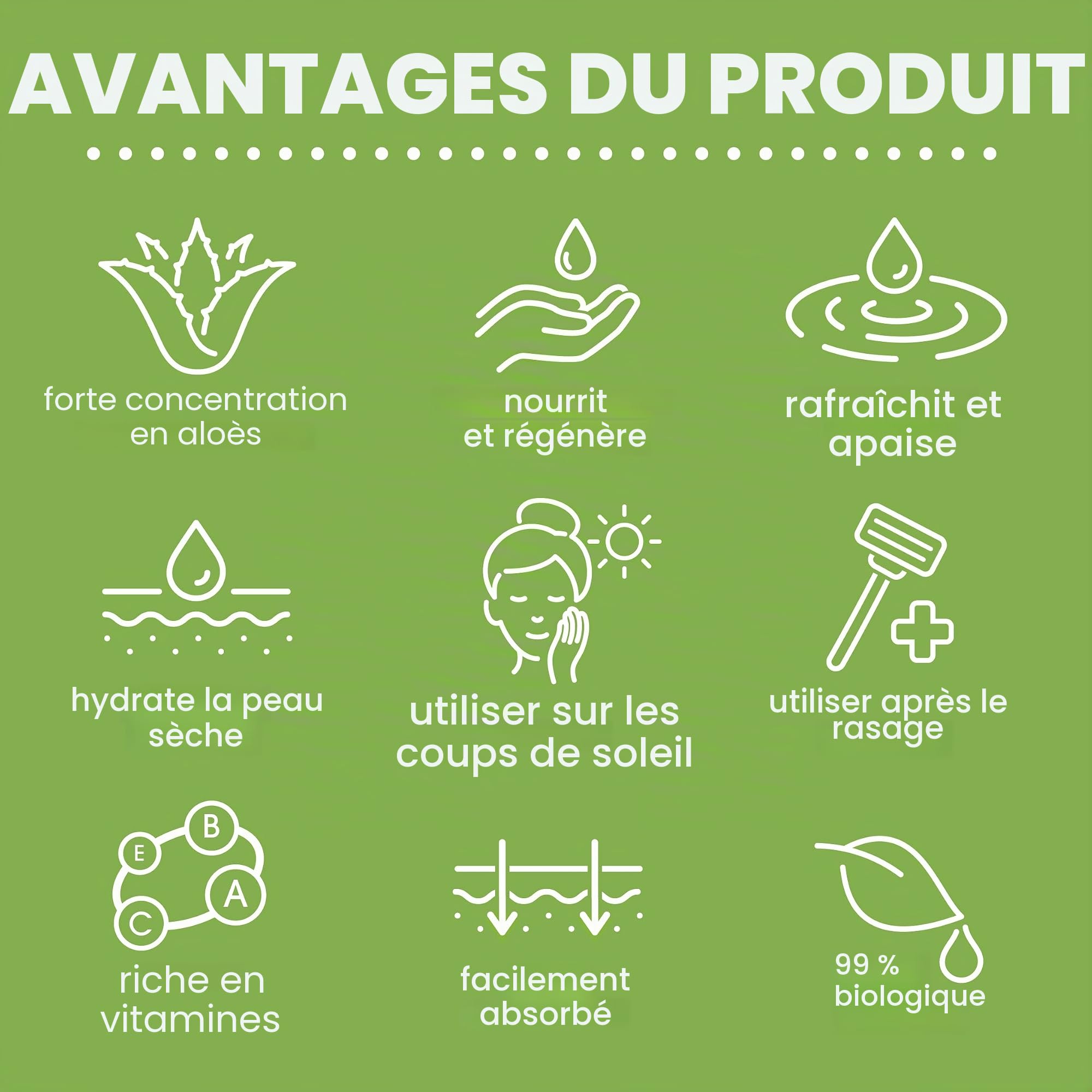 Derora Gel d'Aloe Vera | Contient des ingrédients 100% purs et naturels | pour guérir, apaiser et hydrater la peau, le visage et le corps | Sans cruauté et végétalien (500ml x3)