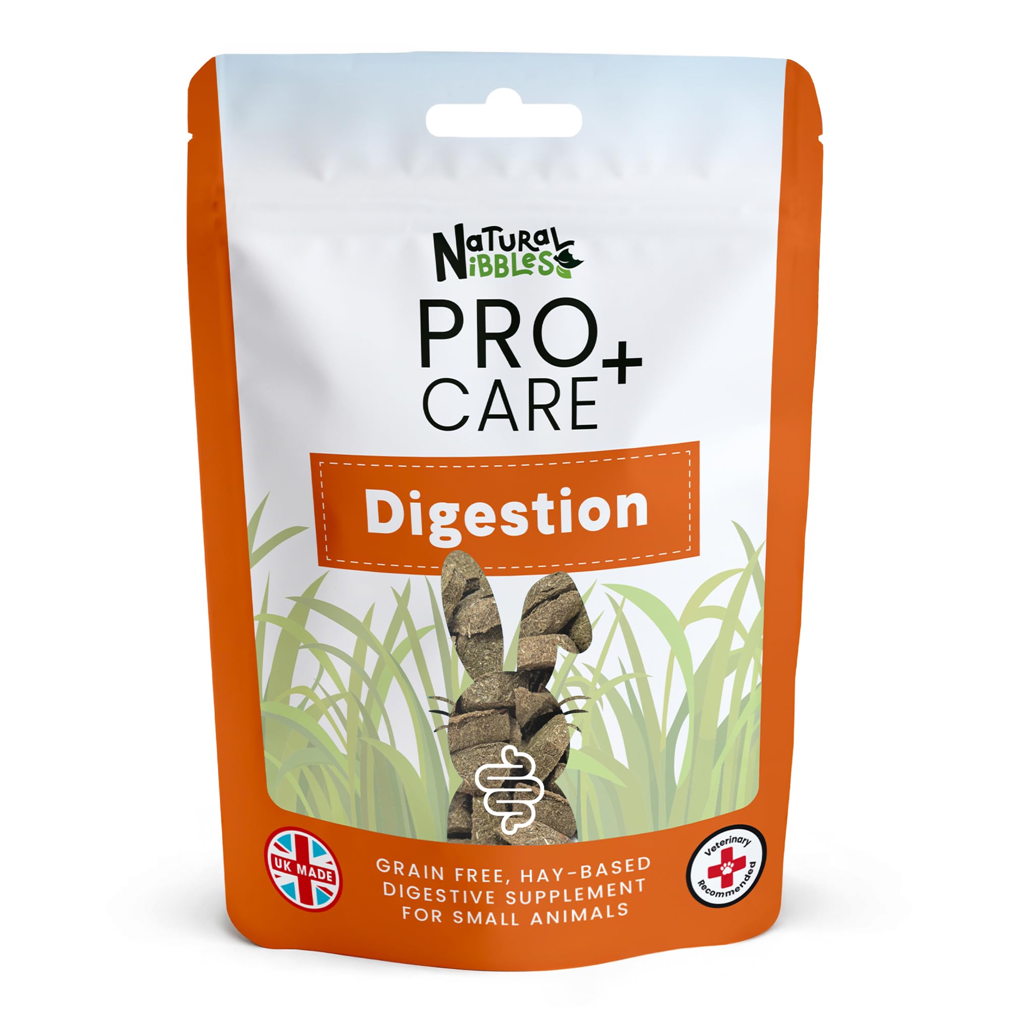 Natural Nibbles ProCare+ Digestion 120g | 100% Natural Supplement for Rabbits, Guinea Pigs, and Small Pets, Herbal Biscuit Treats, Rich in Dietary Fibre, Grain Free, Manufactured in the UK