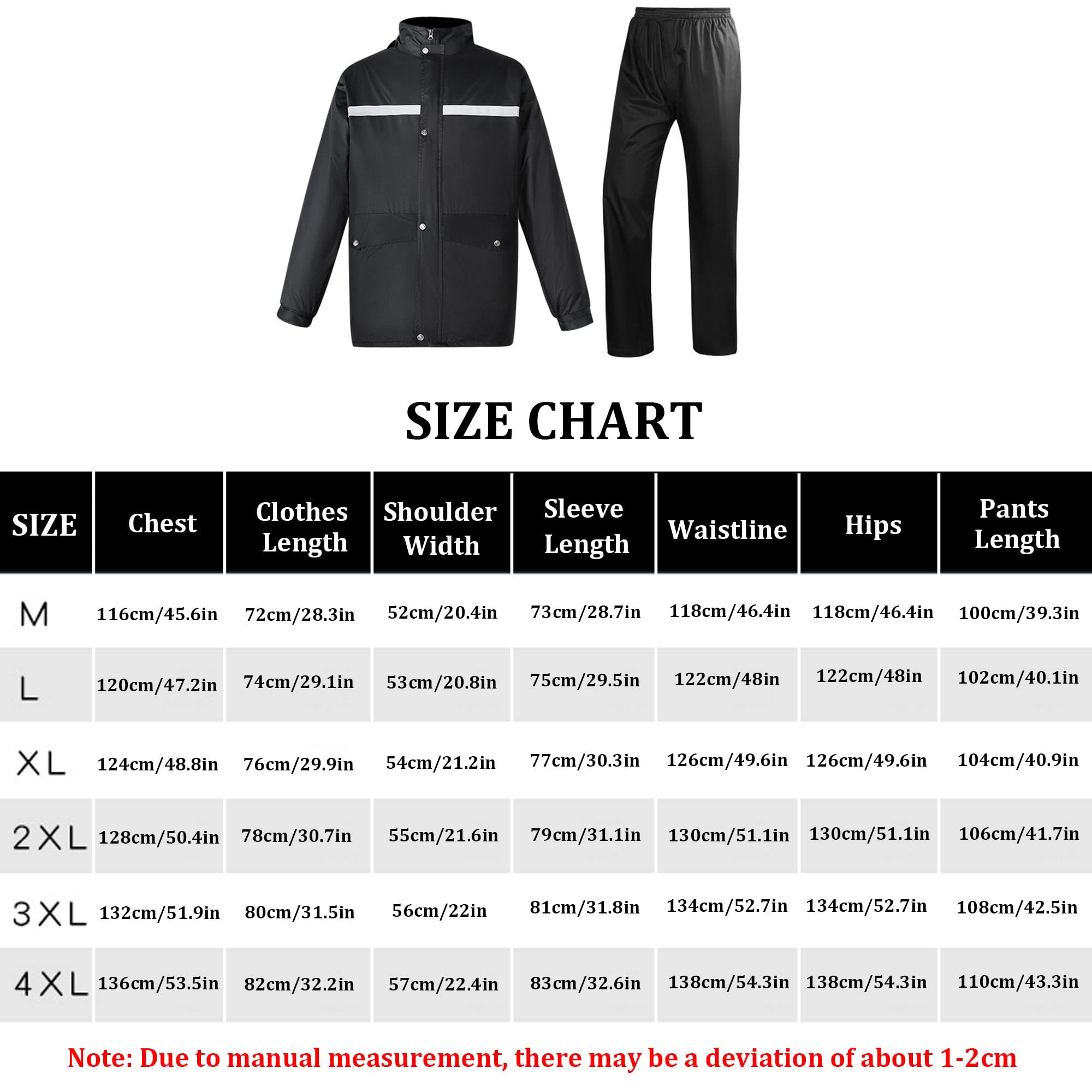 Traje de Lluvia Impermeable para Hombres y Mujeres, Equipo de Lluvia a Prueba de Viento Ropa de Trabajo (Chaqueta con Capucha & Pantalones) Conjuntos para Ciclismo Senderismo Camping Pesca