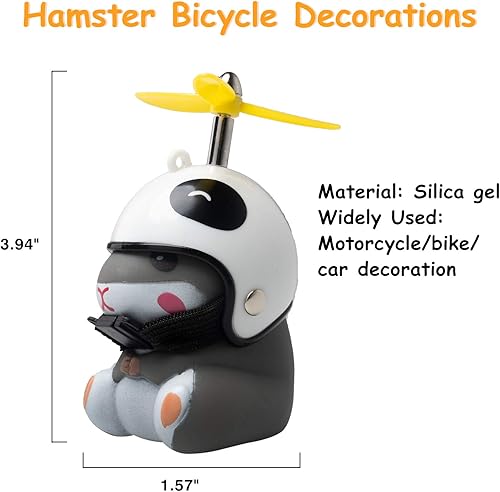 Miniatura 6 de wonuu Campana de bicicleta de pato con luz y casco, linda bocina de bicicleta de hámster, decoración de salpicadero, juguete de hámster, campanas de