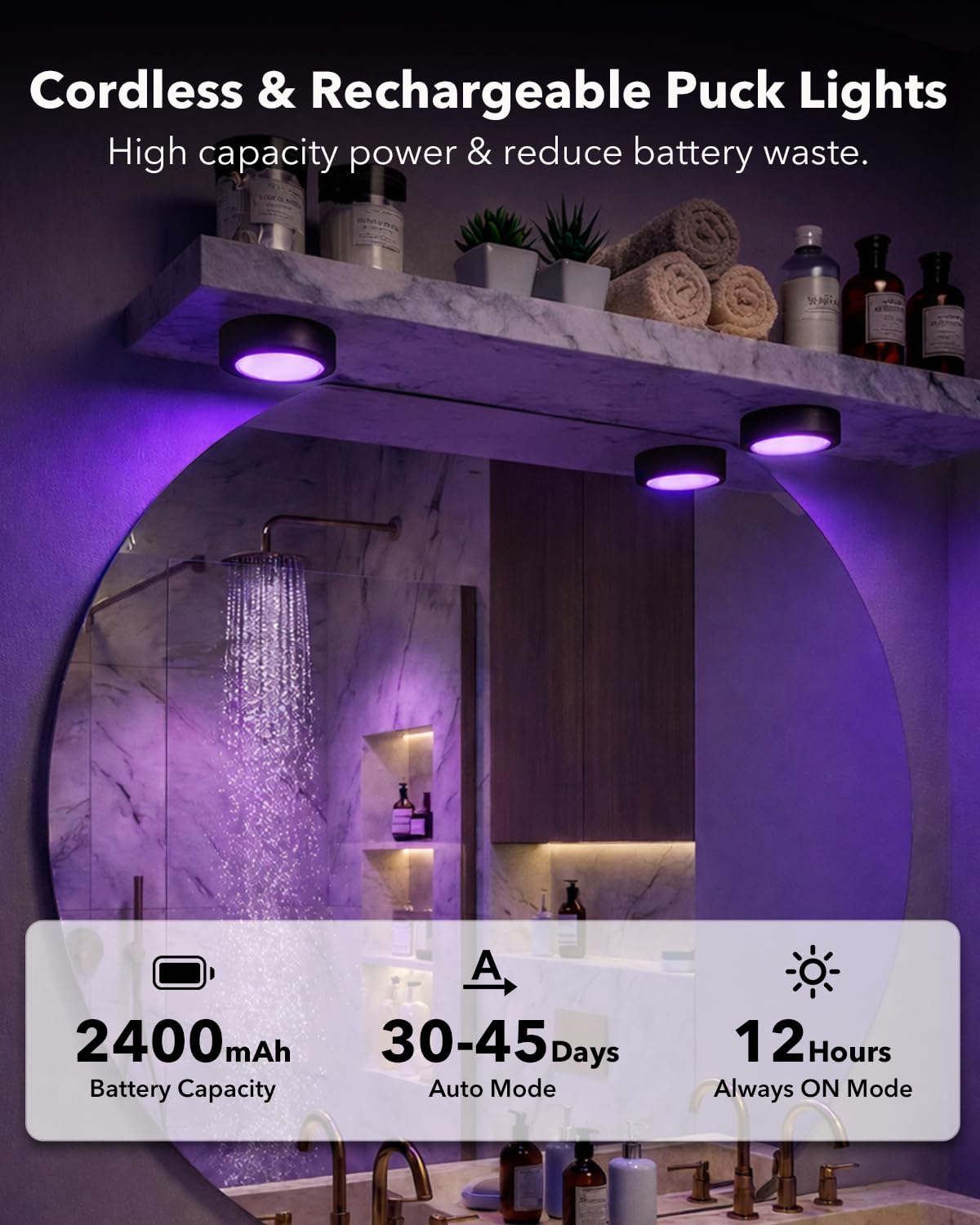 Luz Armario Sensor Movimiento, Luz LED Recargable 2400mAh RGB Cambio de Color, Adhesiva Magnética Iluminación Nocturna USB para Gabinete Cocina Escalera Pasillo Sótano Vitrina