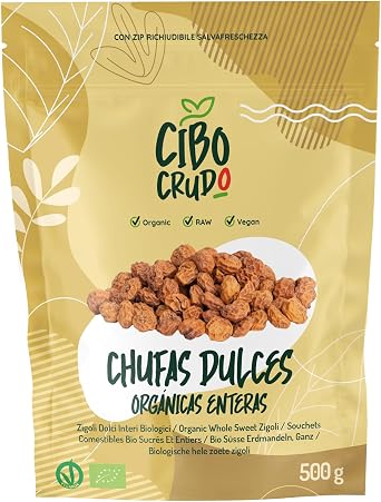 Organic Dried Tigernuts in Bulk without Shell - 500 gr. Tigernut Also Known as Tiger Nut or Cyperus Esculentus. Contains Carbohydrates Fiber Proteins Vitamins and Minerals. For Tigernut Horchata.