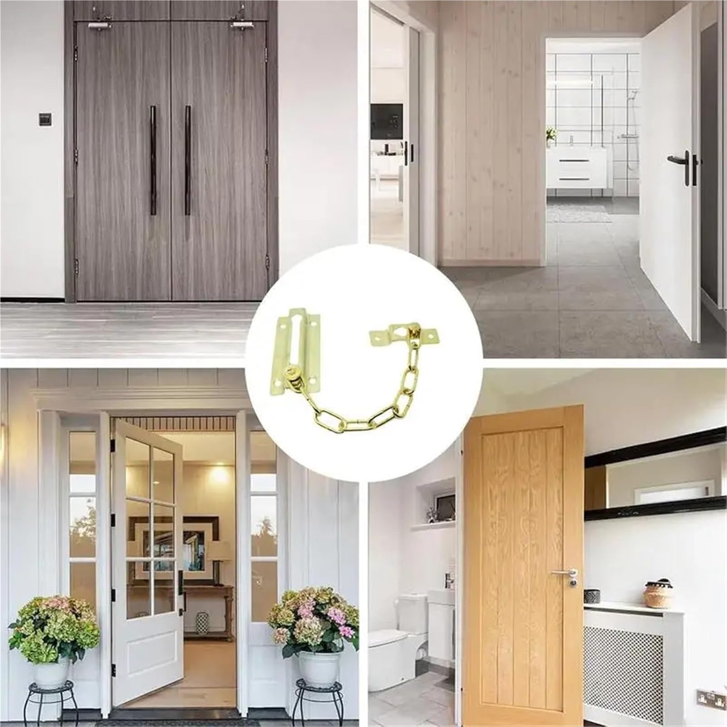 Door Chain Lock 10Pcs Drill Chain Door Guard Anti-Theft Latch Chain Locks Resistant Thickened Door Lock Chain Anti-Theft Latch Chain Lock for Inside Door(Pink)