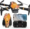 TTROARDS Drone with 1080P Camera for Adults, TT19 Brushless Motor Drones with Obstacle Avoidance, Optical Flow Positioning, Foldable Mini Drone for Beginners with Propeller Protection, Orange