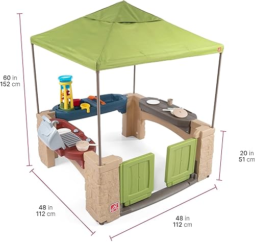 Miniatura 8 de Step2 Patio de Juegos Todo Alrededor con Toldo – Casa de juegos al aire libre sombreada para niños con características realistas e interactivas
