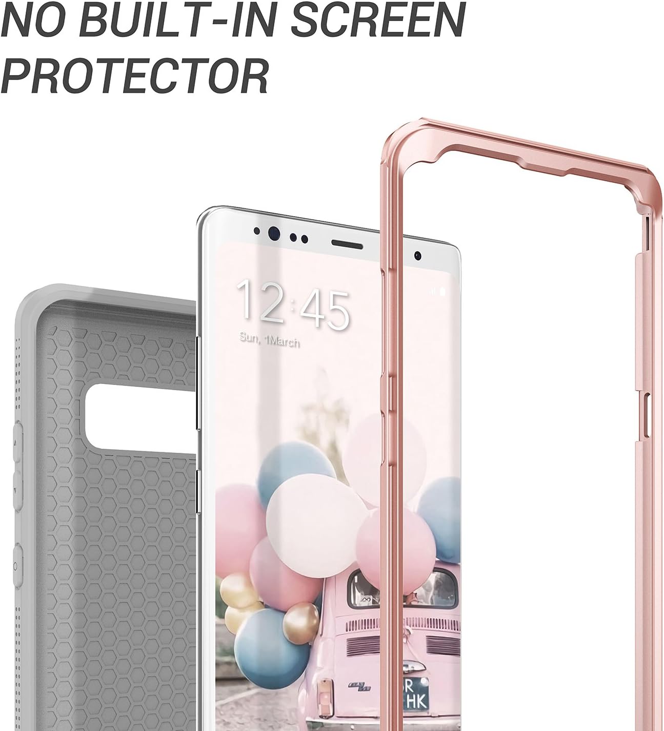 YOUMAKER Galaxy Note 8 Case, Full Body Heavy Duty Protection Shockproof Slim Fit Case Cover for Samsung Galaxy Note 8 (2017 Release) Without Built-in Screen Protector- Rose