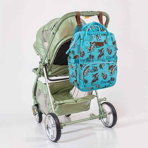 Miniatura 7 de Montana West Wrangler Callie - Mochila para pañales con correas para cochecito, patrón occidental, bolsa de viaje multifunción para bebé