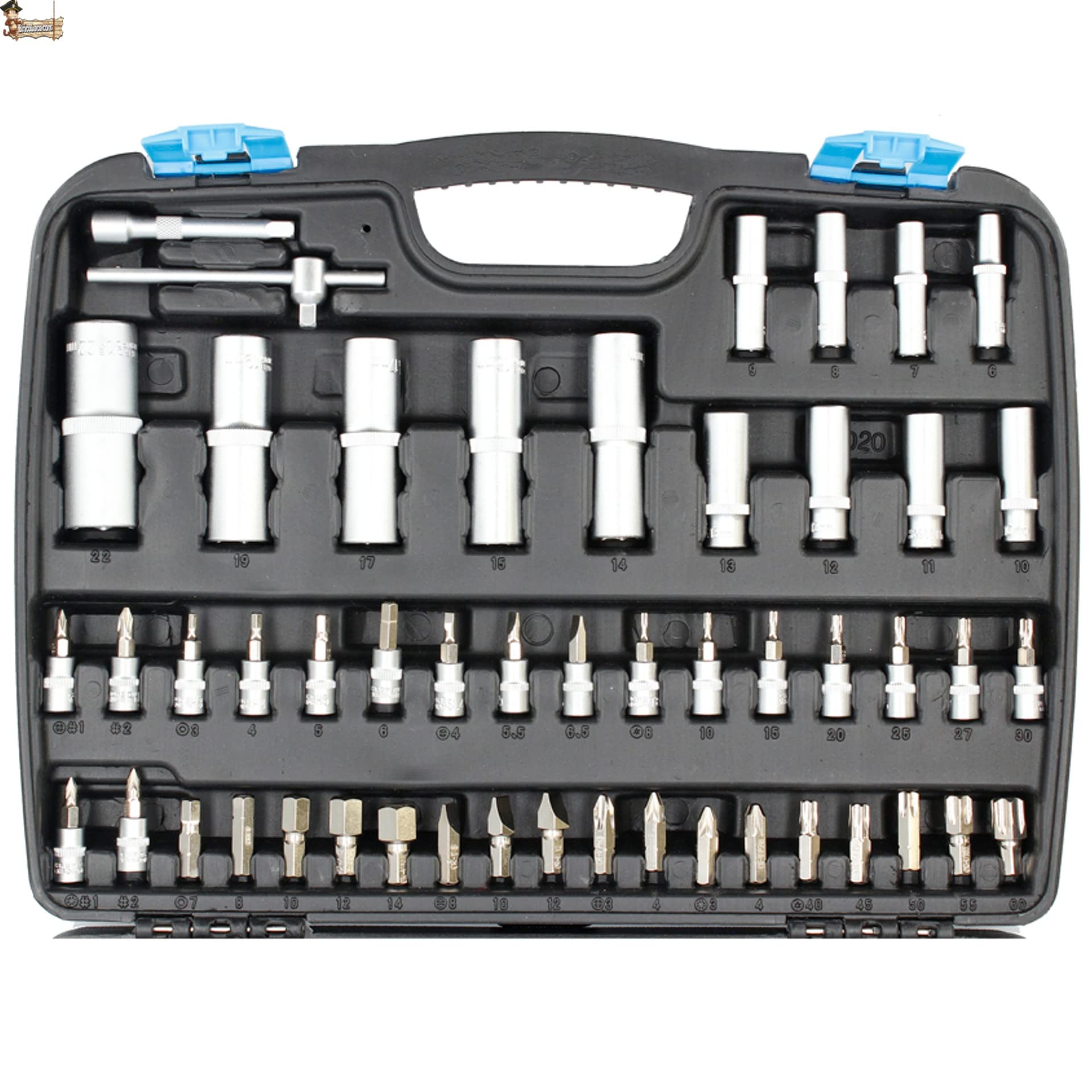 BricoLoco.com Set di chiavi a bussola a cricchetto 1/4" e 1/2" Valigetta attrezzi da officina meccanica fai da te Kit 108 pezzi
