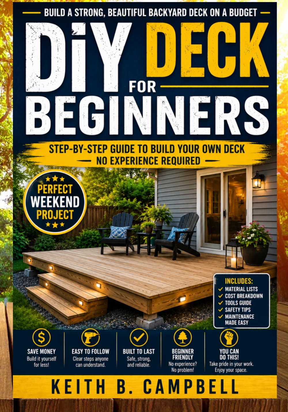 DIY DECK FOR BEGINNERS: Build A Strong, Beautiful, Backyard Deck On A Budget No Experience Needed (The Budget-friendly DIY projects)