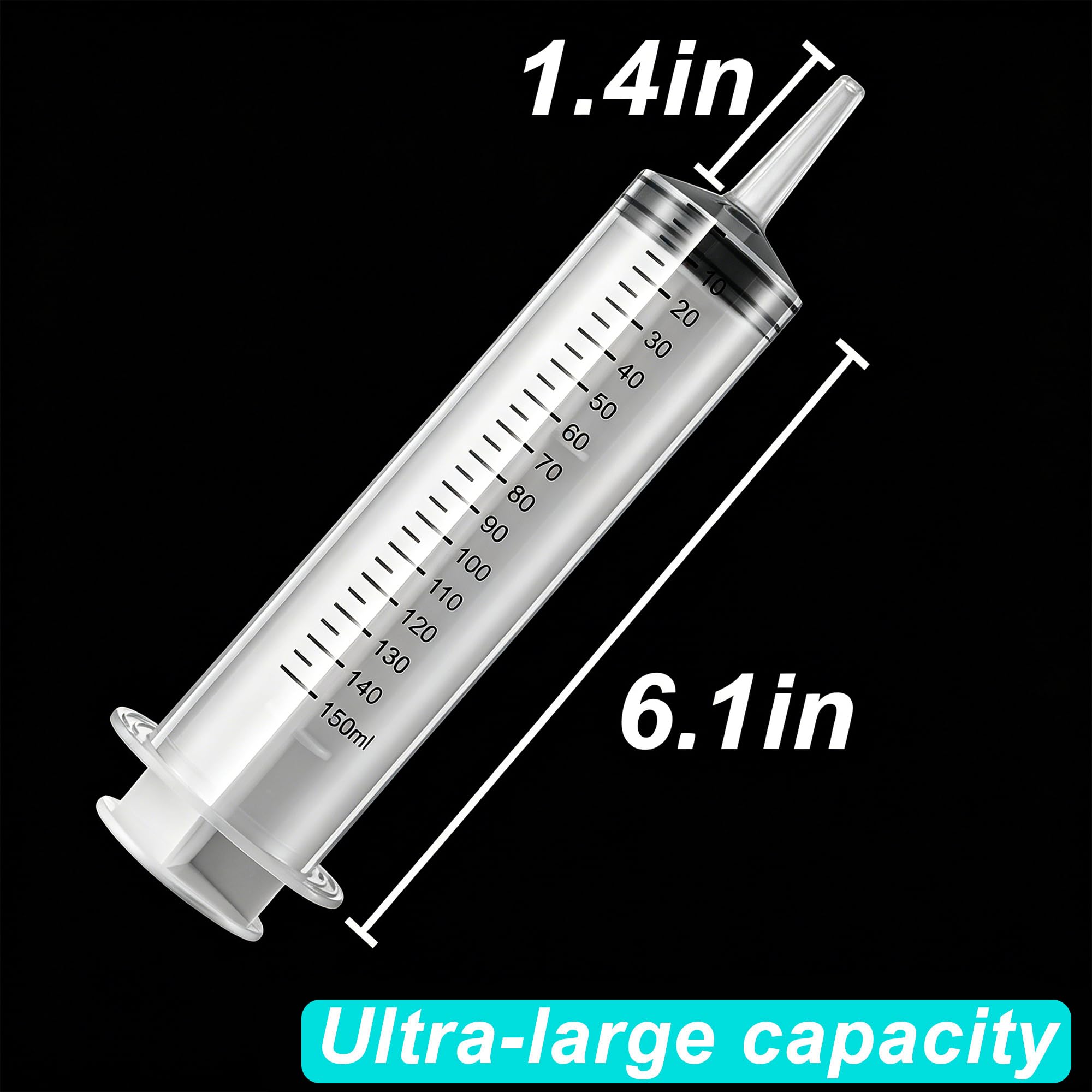 2 Pack 150ml Large Syringes Big Syringes, Large Garden Syringe for Scientific Labs, Measuring, Watering, Refilling (150 ML) (150 ML（3 PCS）) — Amazon image 6