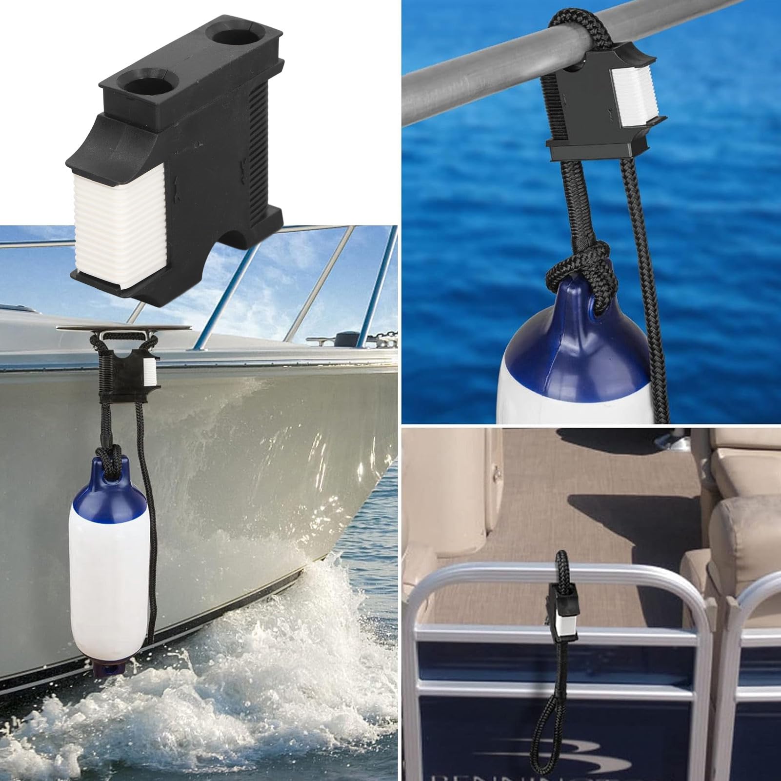 Bootsfender-Aufhänger, Schnelle Verbindung Bootsreling- und StollenClips Stoßstangenversteller, Bootsfender-Clips, Genaues Maximum 1-Zoll-Schienenklampen-Clips