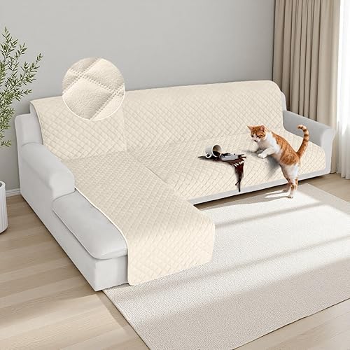 Miniatura 23 de HDCAXKJ Fundas impermeables para sofá modular, acolchadas de terciopelo, 2 piezas, en forma de L, lavables, gruesas, antideslizantes, con protector