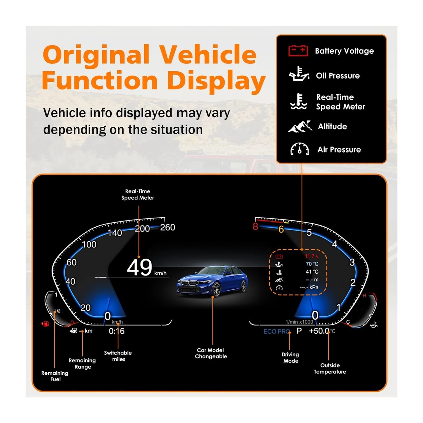 Panel de tablero Lcd automático Compatible con BMW X5 E53 / Serie 5 E39 1999-2006 años Cluster Digitale Instrument Display Snelheidsmeter