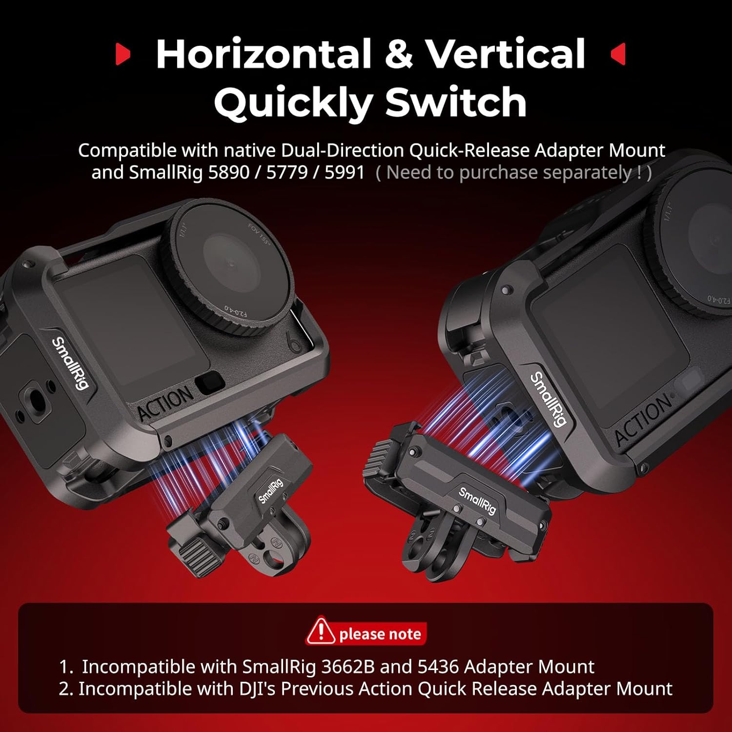 Bundle: SmallRig Cage for DJI Osmo Action 6 (Advanced Edition) 5887+SMALLRIG Magnetic Adapter Holder Dual-Mount Support for DJI Osmo Action 6/Osmo Nano 5890