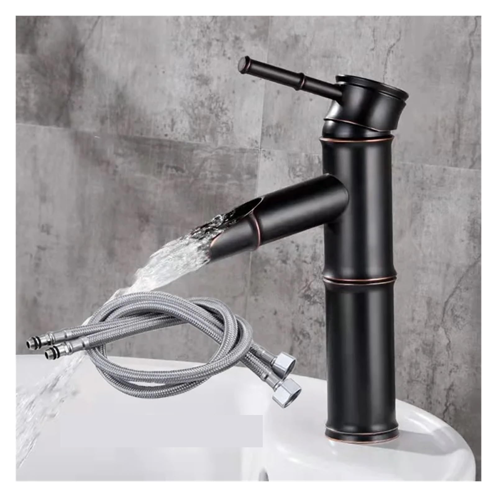 Jvddi Black-A Basin Faucets Waterfall Bathroom Faucet Single Handle Basin Mixer Tap Bath Antique Brass(Black-A)