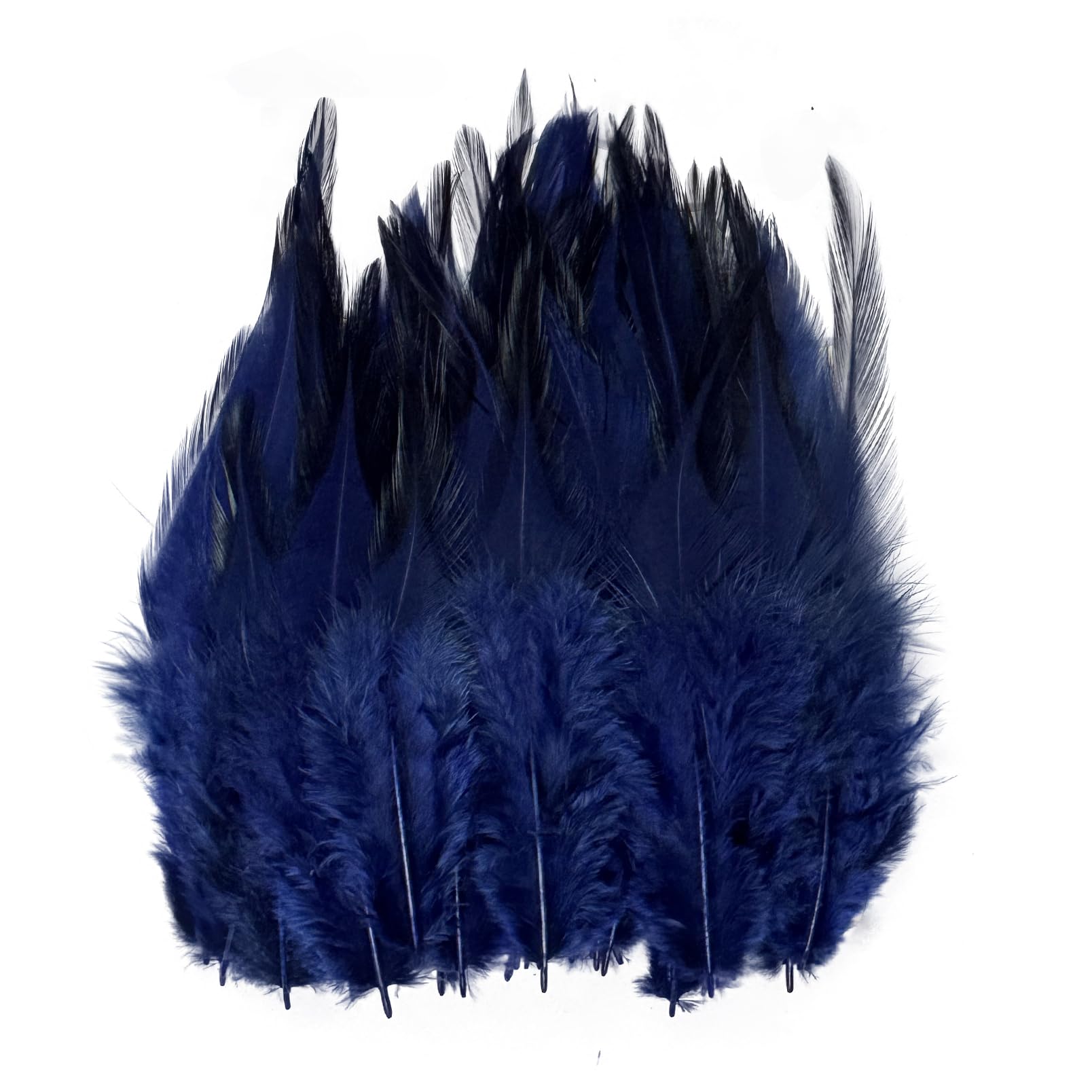 Happy Feather 100PCS Saddle Hackle Rooster Feather for Crafts, 5-7 inch Natural Pheasant Neck Feathers DIY Pendant Earrings Dream Catcher-Dark Navy Blue