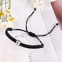 Vista 91 de Initial Bracelets for Couples Women Men Initial Charm Handmade Rope Braided Letter Bracelet for Teens Adjustable Jewelry Father's Day Gifts for Him