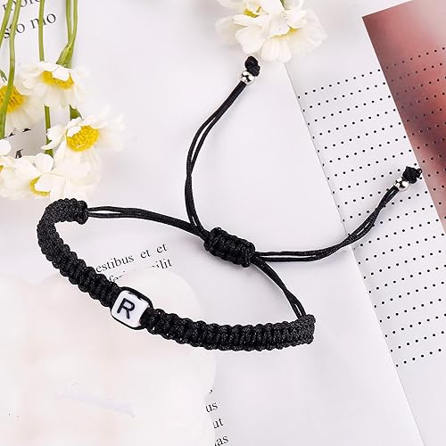 Miniatura 91 de Initial Bracelets for Couples Women Men Initial Charm Handmade Rope Braided Letter Bracelet for Teens Adjustable Jewelry Father's Day Gifts for Him