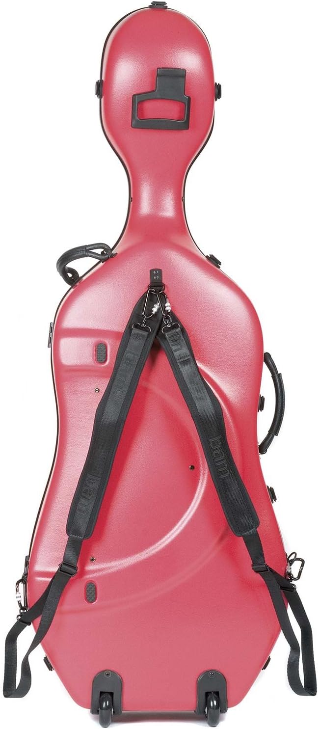 Bam France 1001SW Classic Peony Red 4/4 Cello Case with Wheels