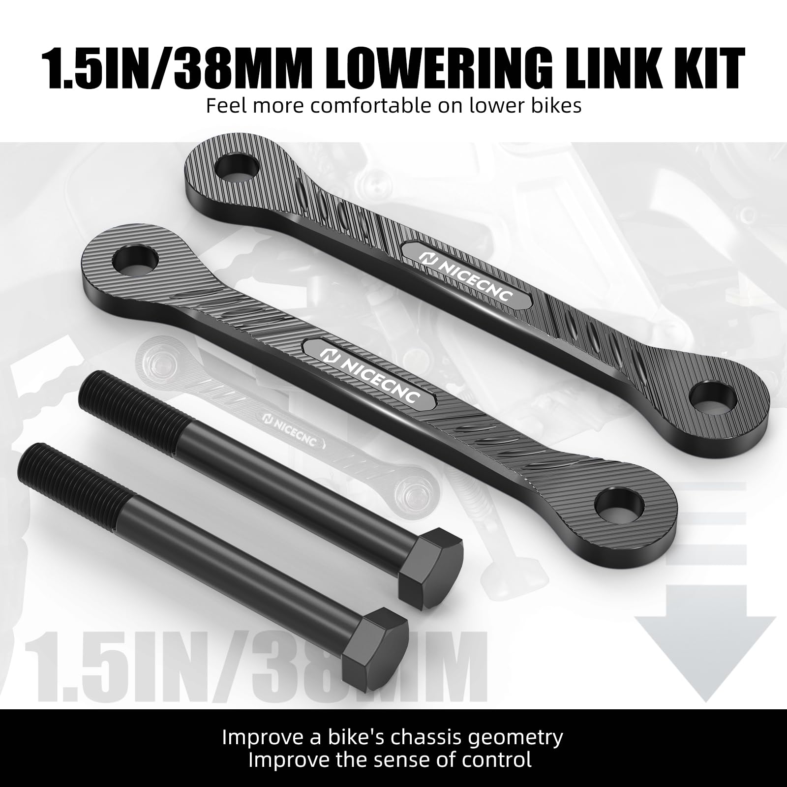 NICECNC Link di abbassamento in alluminio billet 38 mm per Yamaha Tenere 700 XTZ700 2019-2023