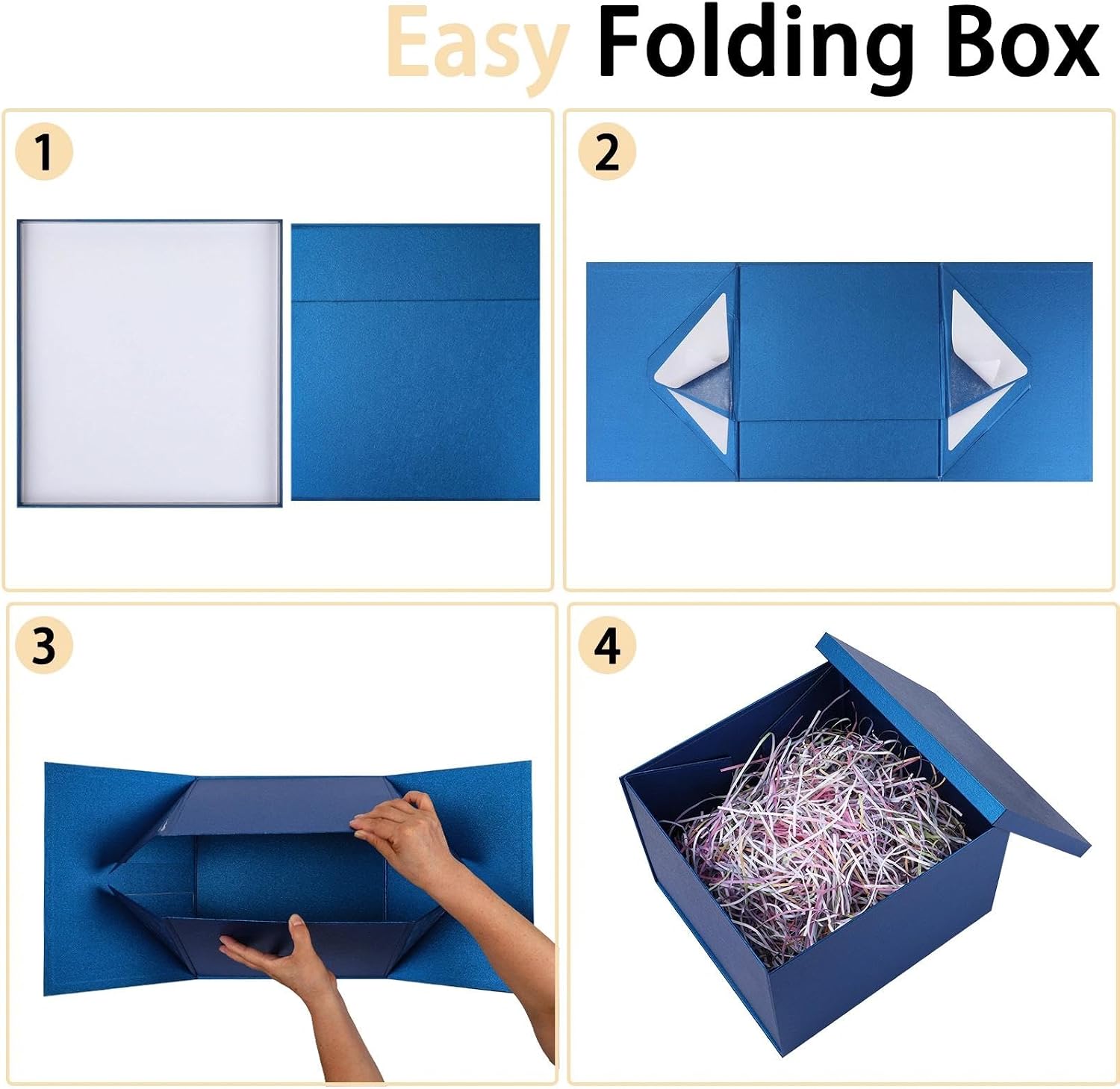 iloMAOZX Extra Large Gift Box with Lid Blue 13x12x9 Inch for Presents image 4