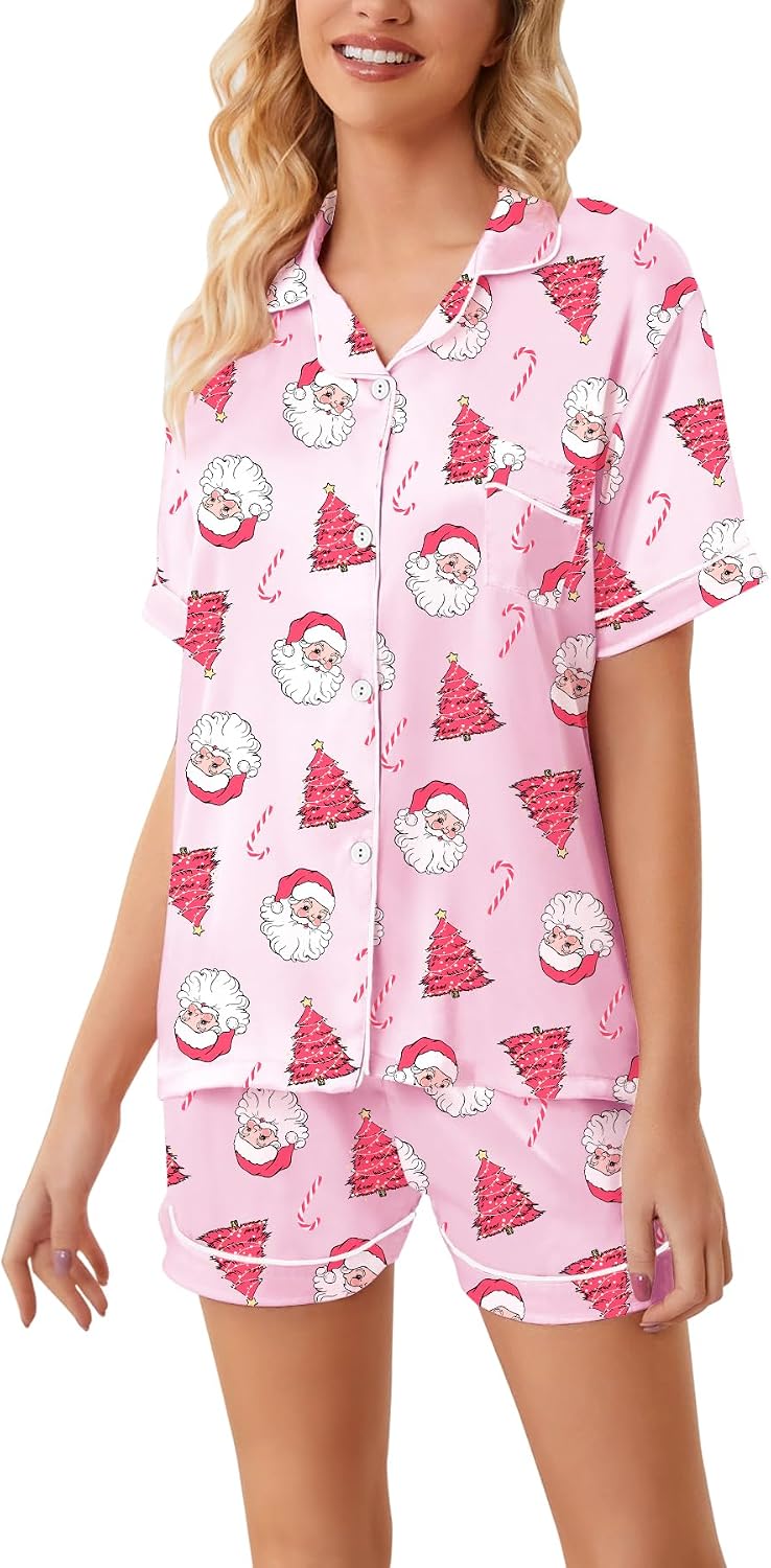 Girls & Womens Satin Pajamas Set, Silk Button-Down Sleepwear 2 Piece Nightwear, 3 Years - Women XXL