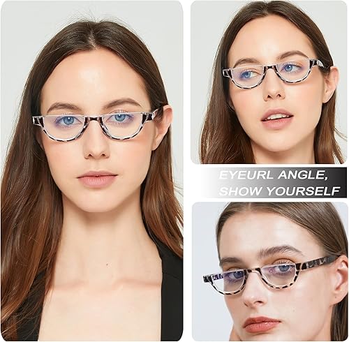 Miniatura 6 de EYEURL Lentes de lectura de medio marco para mujer, paquete de 5 lentes de bloqueo de luz azul, a la moda, sin marco, para mujer, lentes anti rayos